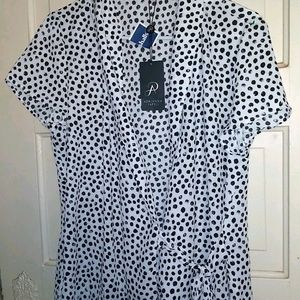 Adrianna Pappell black and white polka dot blouse
